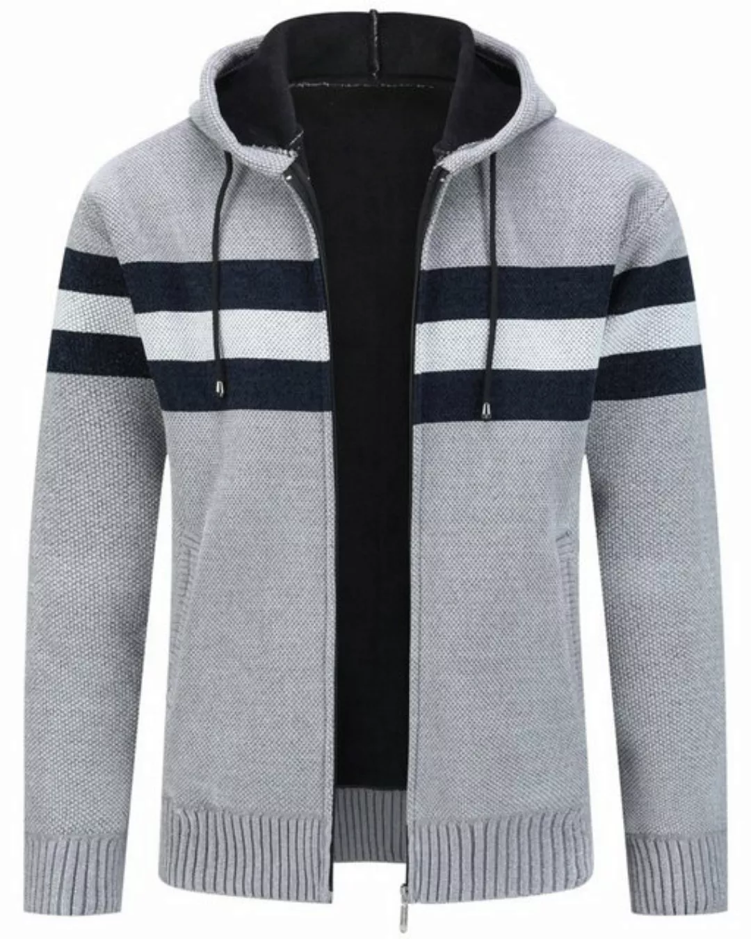 Allthemen Cardigan mit Kapuze Gefüttert Cardigan Grobstrick Winterjacke War günstig online kaufen