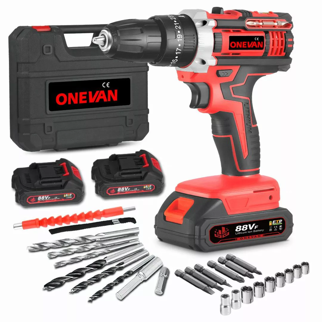 ONEVAN Akku-Bohrschrauber Akkuschrauber Set Akkubohrer 25+3 günstig online kaufen