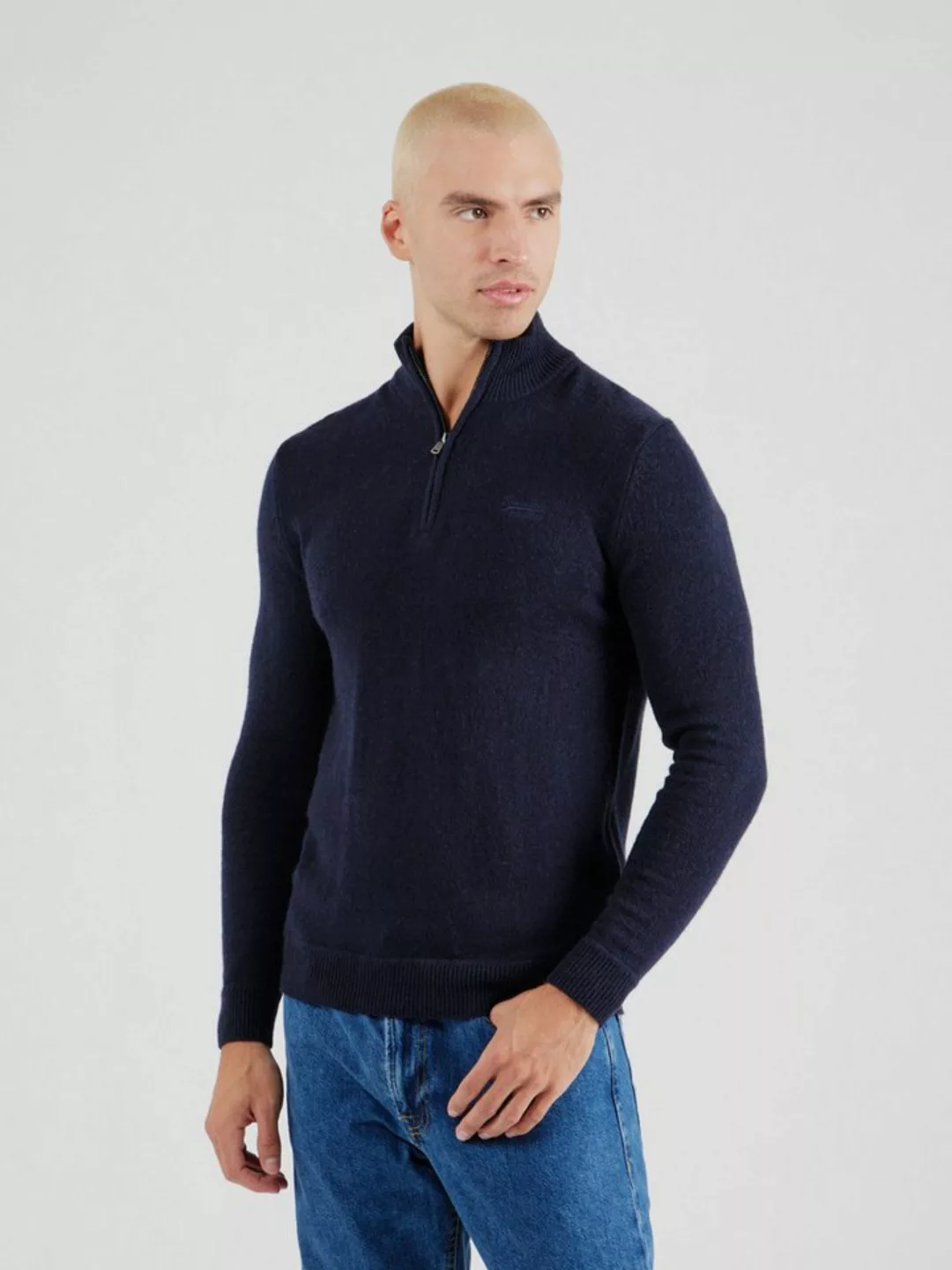 Superdry Strickpullover ESSENTIAL EMB KNIT HALF ZIP günstig online kaufen