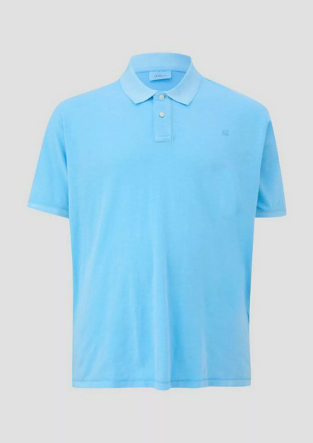 s.Oliver Kurzarmshirt Poloshirt mit kleinem Logo-Print Garment Dye günstig online kaufen