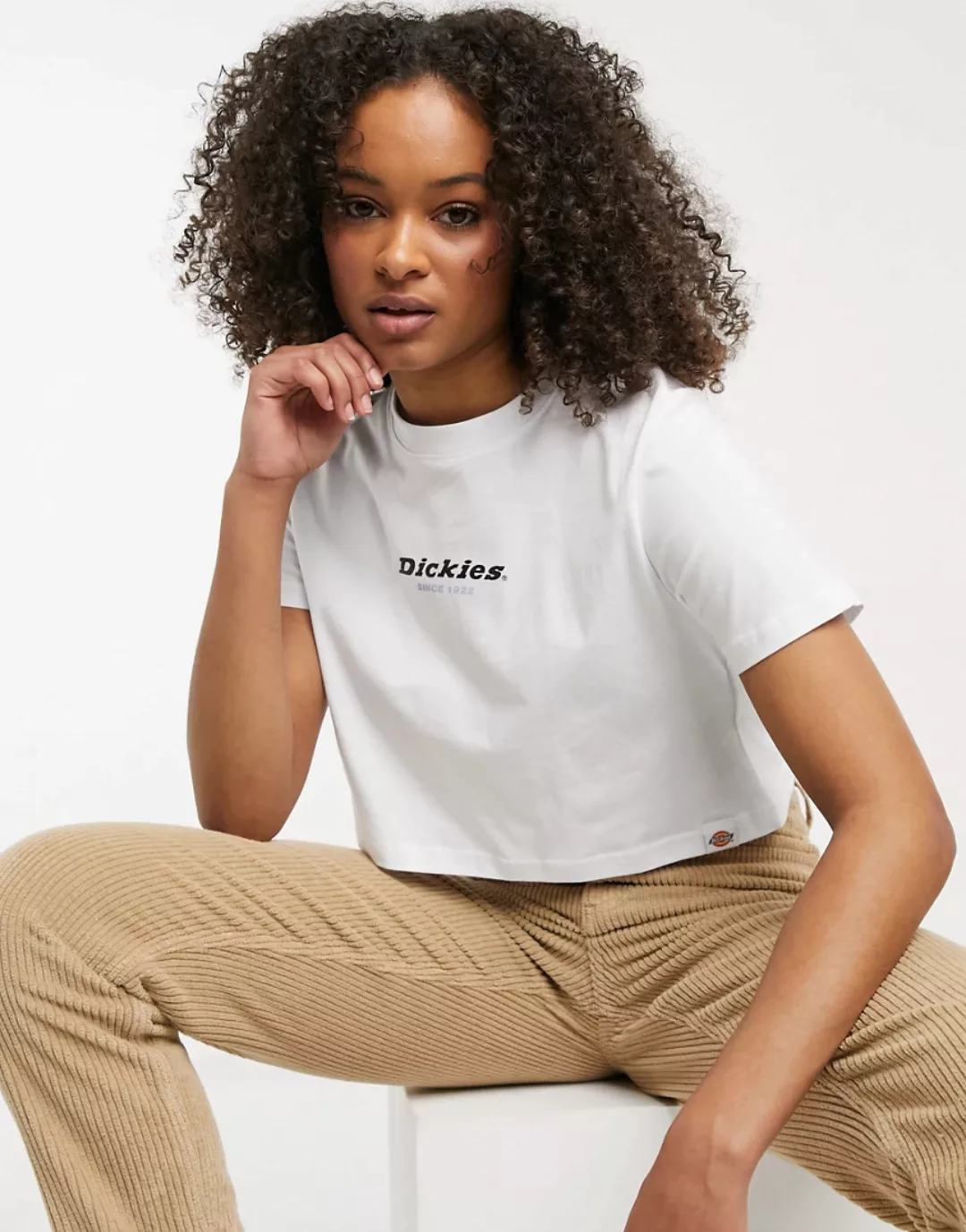 Dickies – Central 1922 – T-Shirt mit kurzem Schnitt in Weiß günstig online kaufen