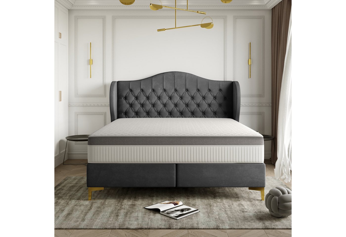 Kaiser Möbel Polsterbett Massives Bett mit Taschenmatratze und Kokosnuss LE günstig online kaufen