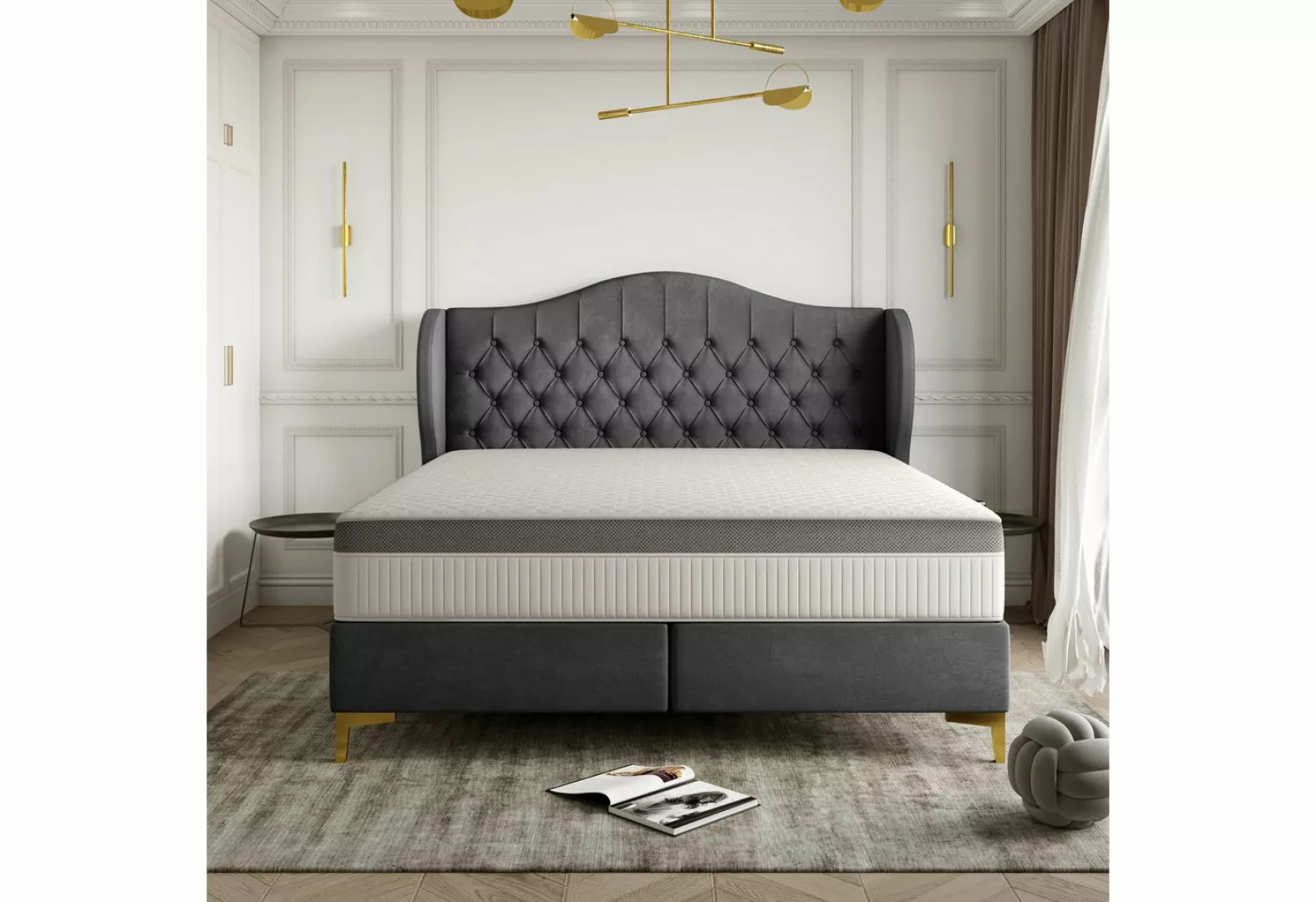 Kaiser Möbel Polsterbett Massives Bett mit Taschenmatratze und Kokosnuss LE günstig online kaufen