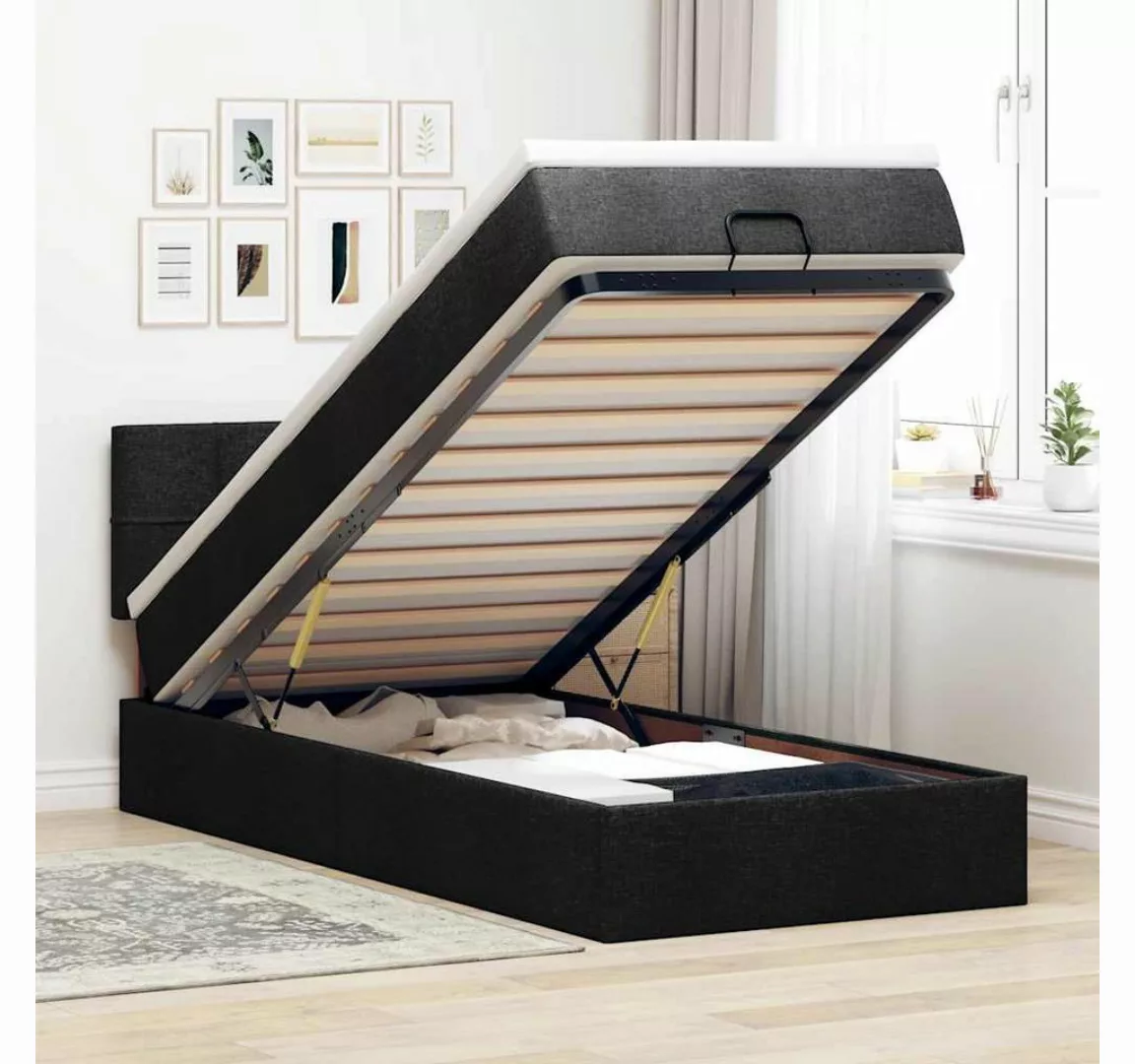 vidaXL Bett, Ottomane Bett mit Matratze & LEDs Schwarz 80x200 cm Stoff günstig online kaufen