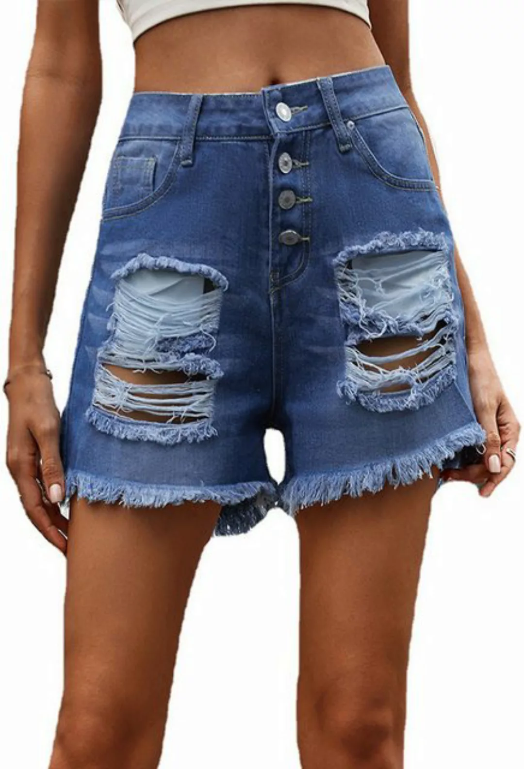 CHENIN Jeansshorts Jeansshorts mit knöpfen Stylische und lässige Jeansshort günstig online kaufen