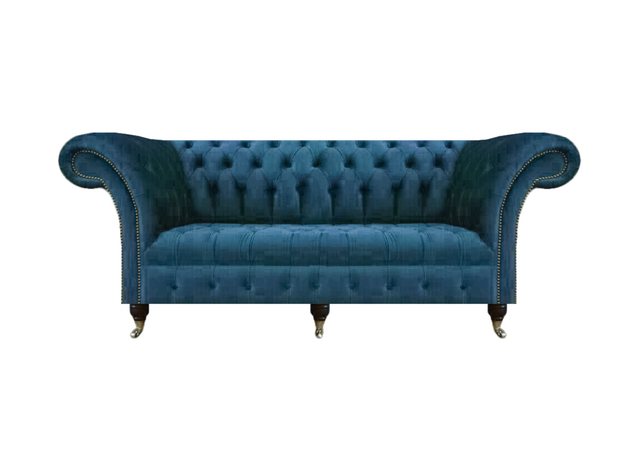 JVmoebel Chesterfield-Sofa Blau Textil Dreisitze Sofa Couch Sitzmöbel Desig günstig online kaufen