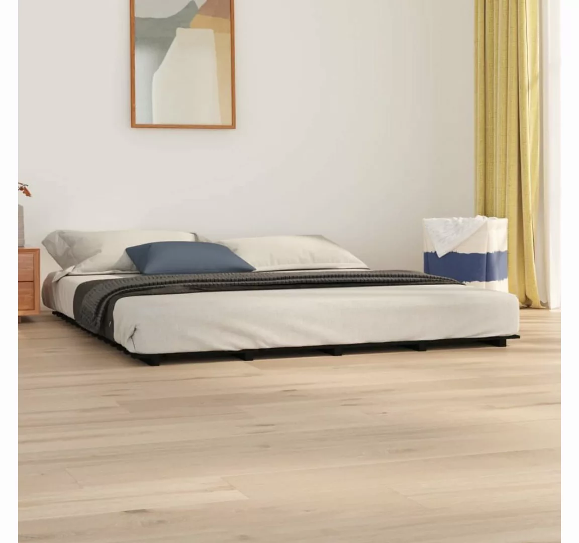 furnicato Bett Massivholzbett Schwarz 200x200 cm Kiefer günstig online kaufen