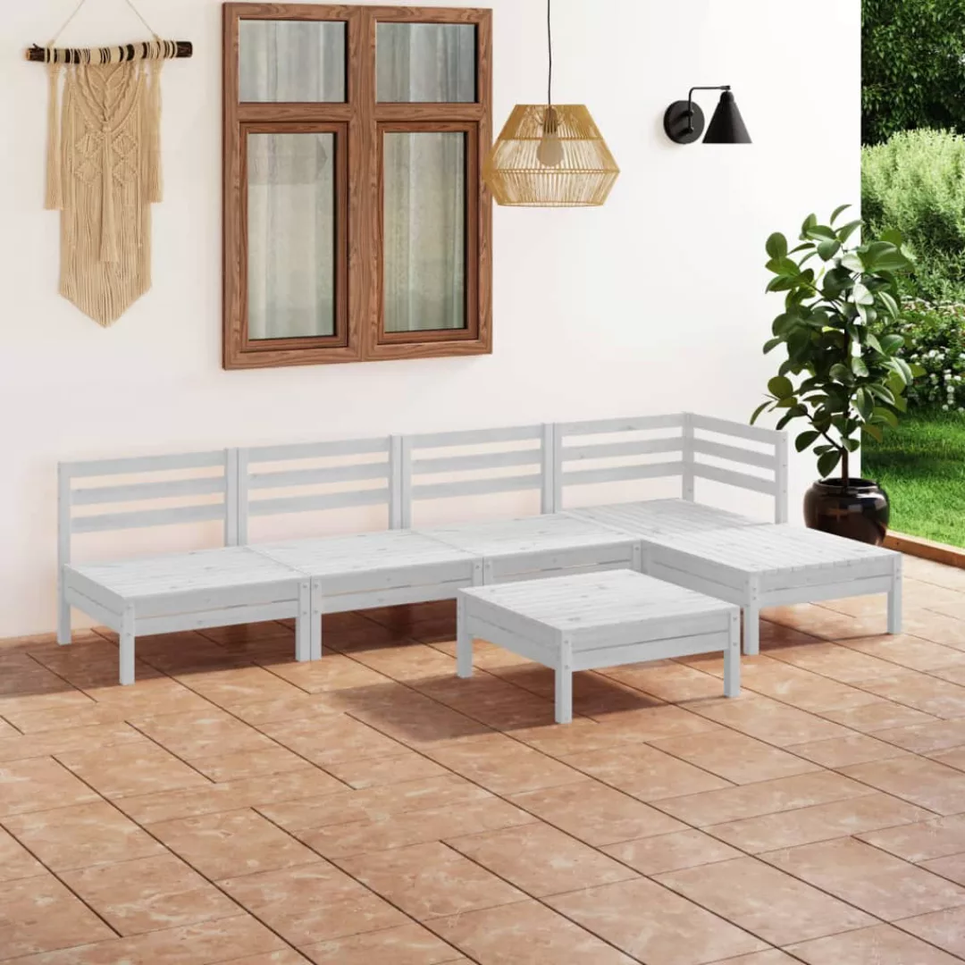 6-tlg. Garten-lounge-set Massivholz Kiefer Weiß günstig online kaufen