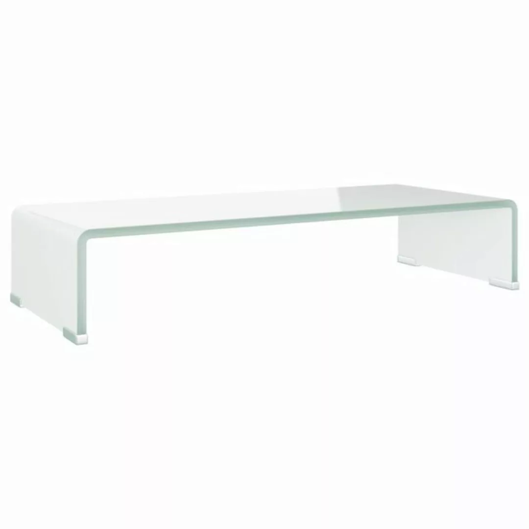 vidaXL TV-Schrank TV-Tisch Bildschirmerhöhung Glas Weiß 60x25x11 cm günstig online kaufen