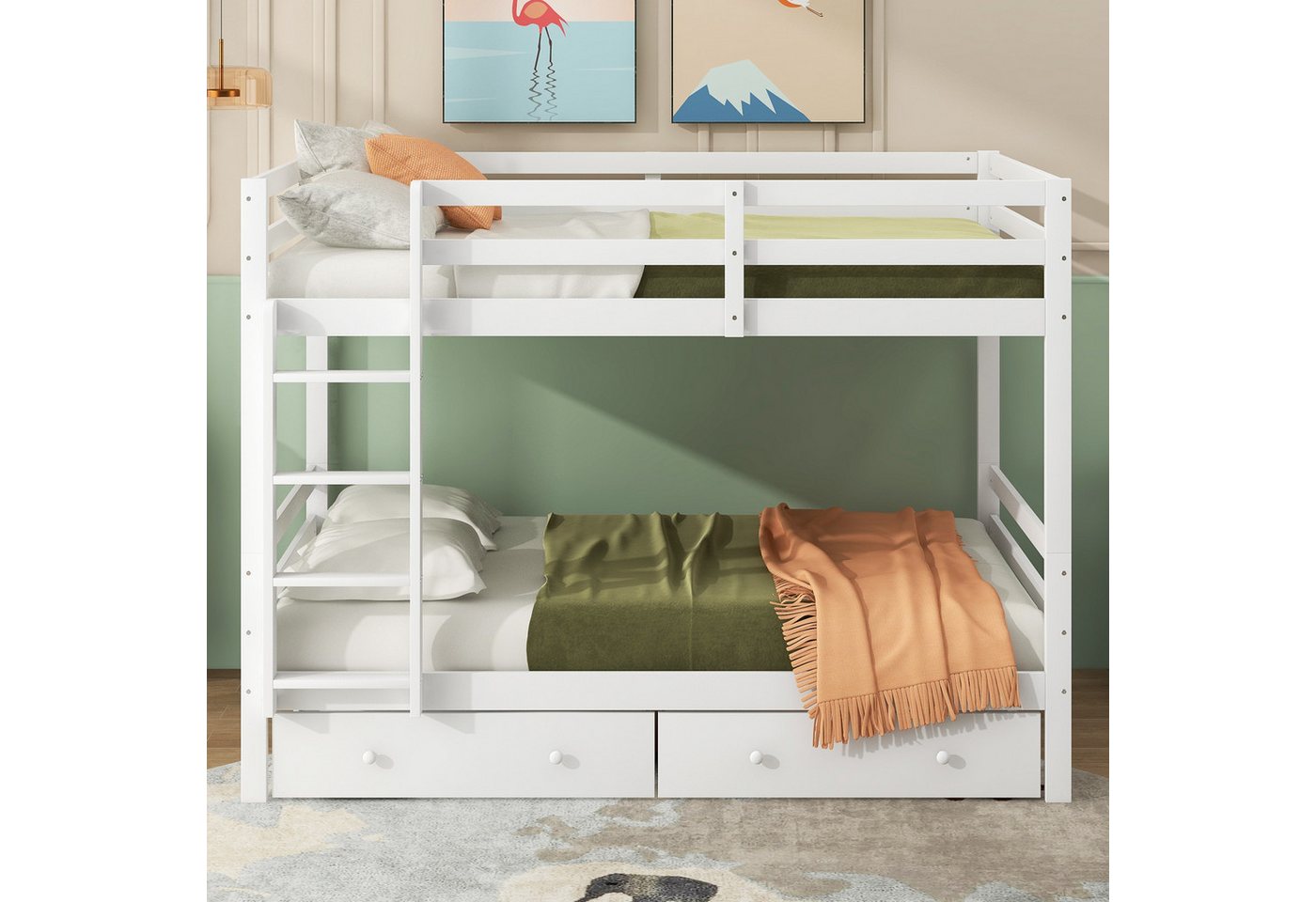 OKWISH Etagenbett Kinderbett Holzbett Gästebett (mit Schubladen, Stauraum, günstig online kaufen