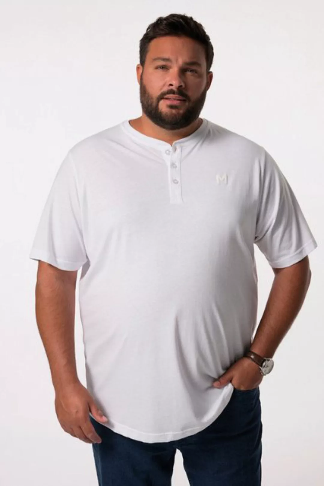 Men Plus T-Shirt Men+ Henley Basic Halbarm Rundhals bis 8 XL günstig online kaufen