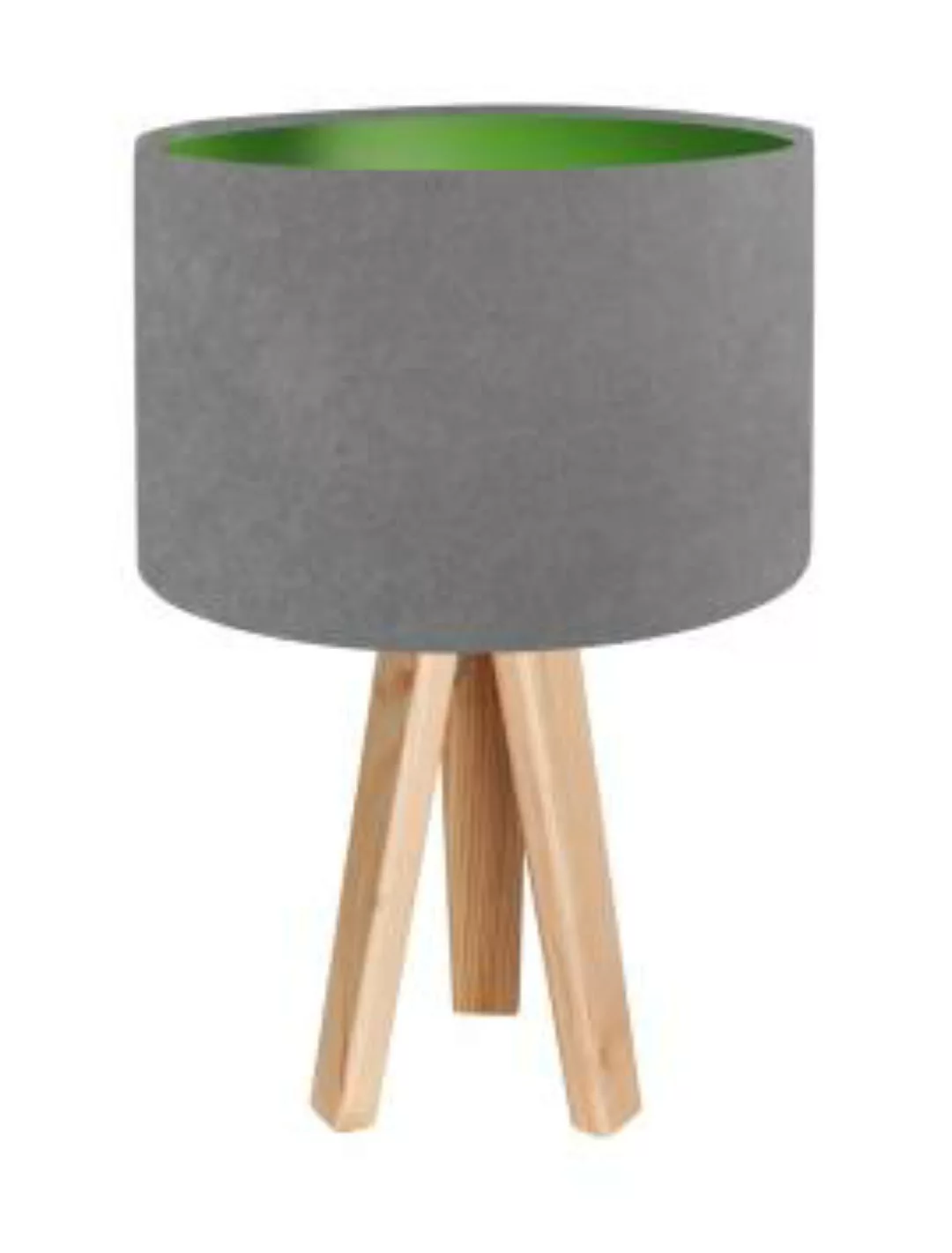Tischleuchte Grau Grün Retro Dreibein 46cm Holz Lampe günstig online kaufen