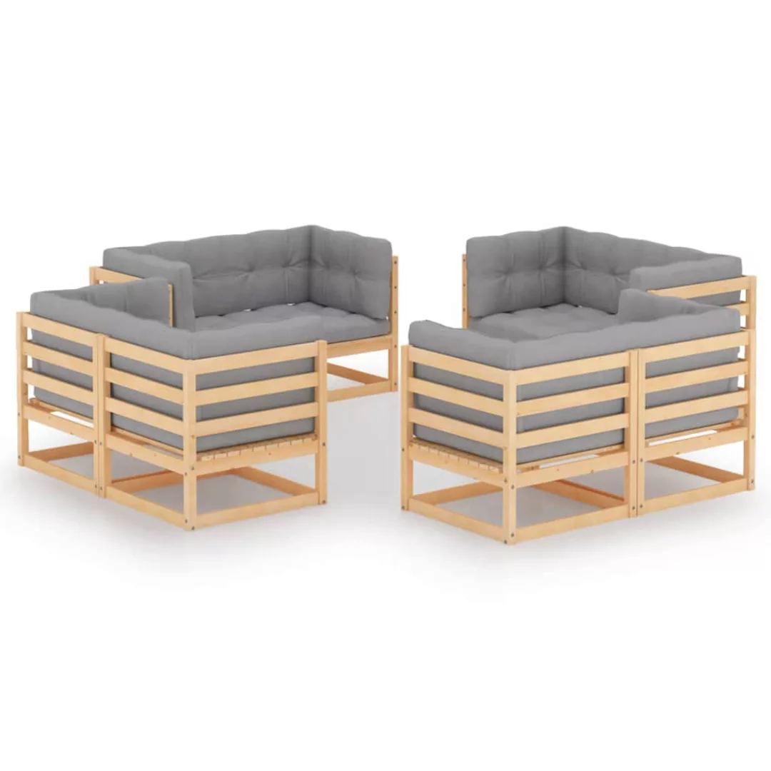 8-tlg. Garten-lounge-set Mit Kissen Kiefer Massivholz günstig online kaufen