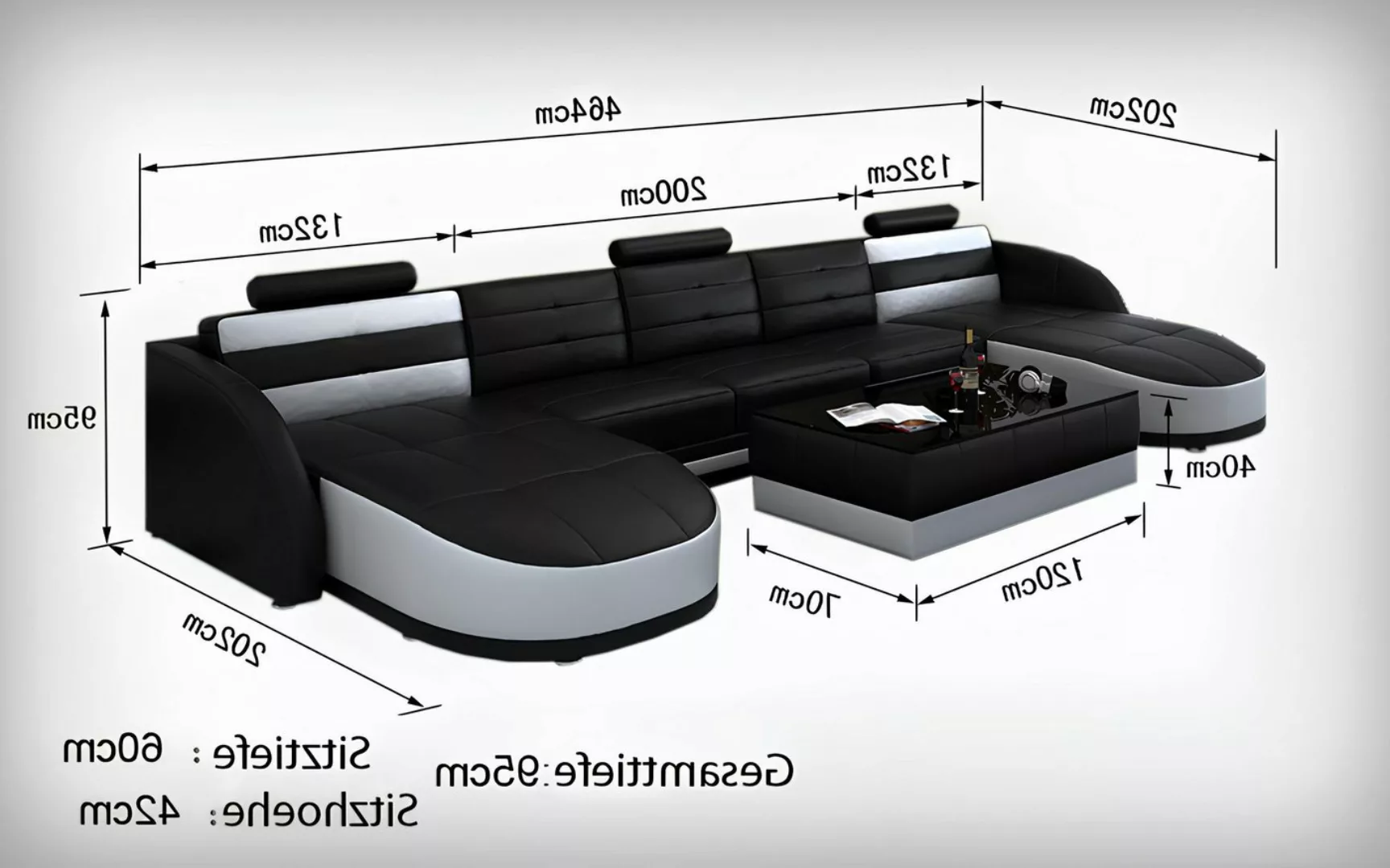 Xlmoebel Sofa Ledersofa Eckcouch Wohnlandschaft mit modernem Design - Model günstig online kaufen