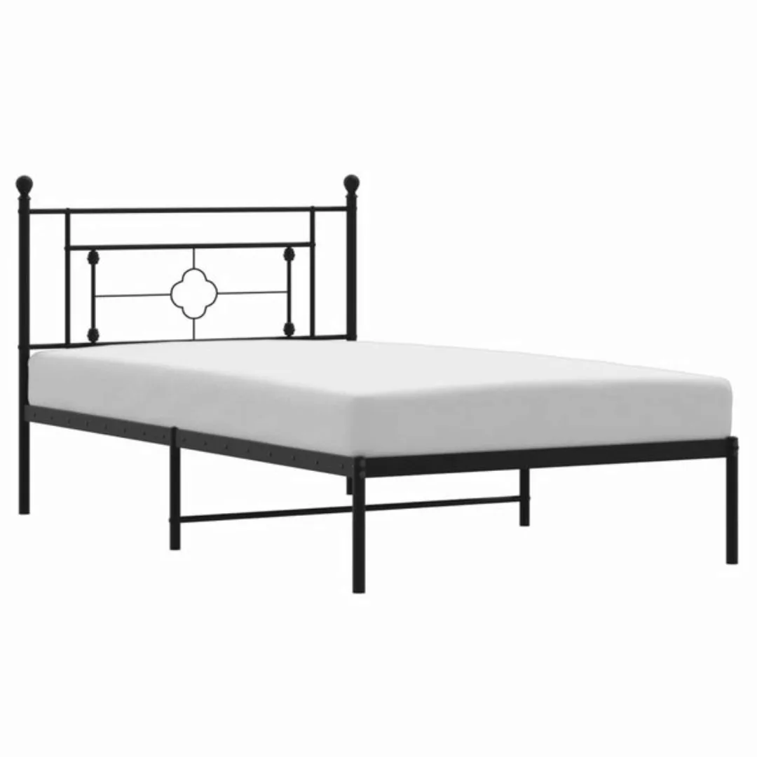 vidaXL Bettgestell, Bettrahmen mit Kopfteil Metall Schwarz 107x203 cm günstig online kaufen