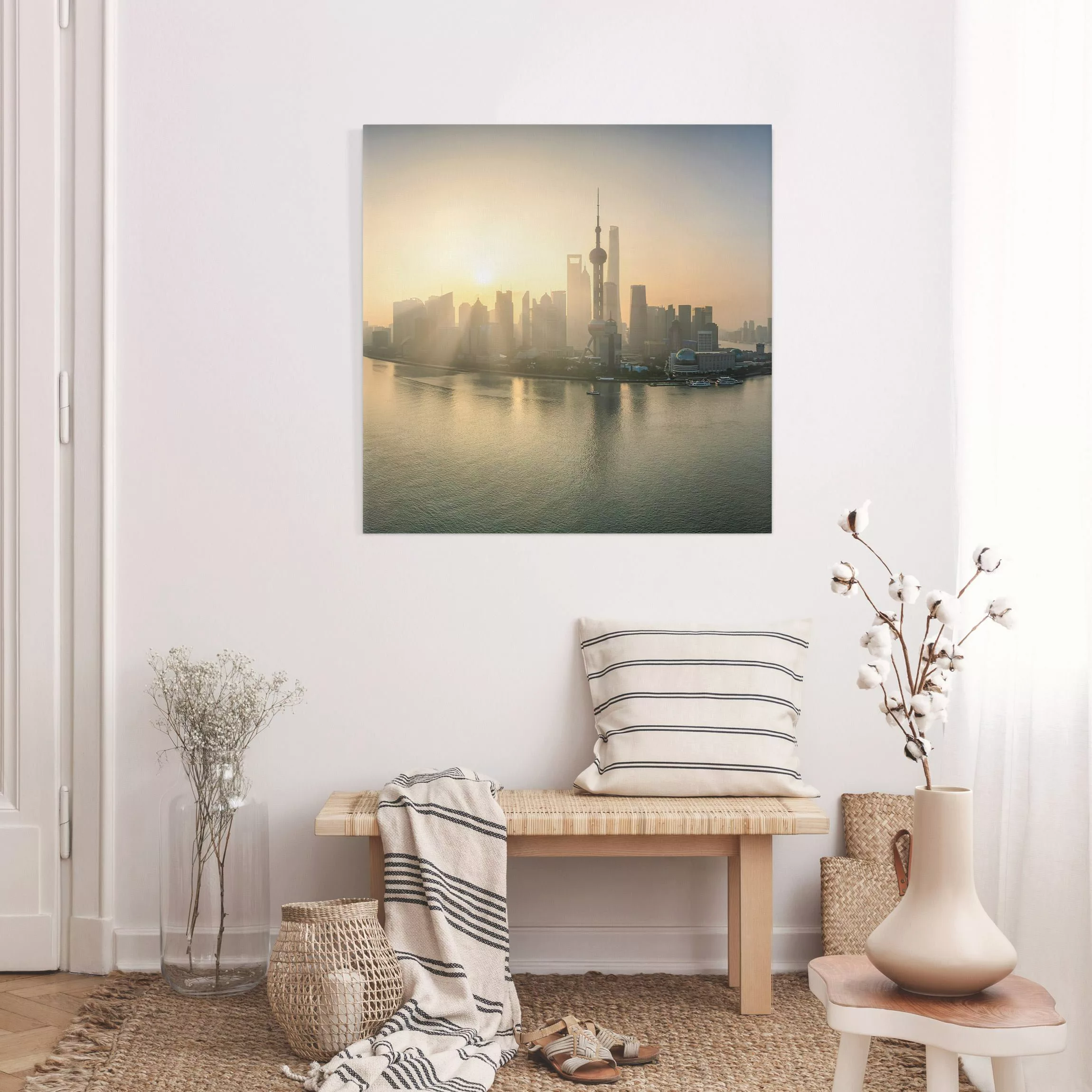 Leinwandbild Pudong bei Sonnenaufgang günstig online kaufen