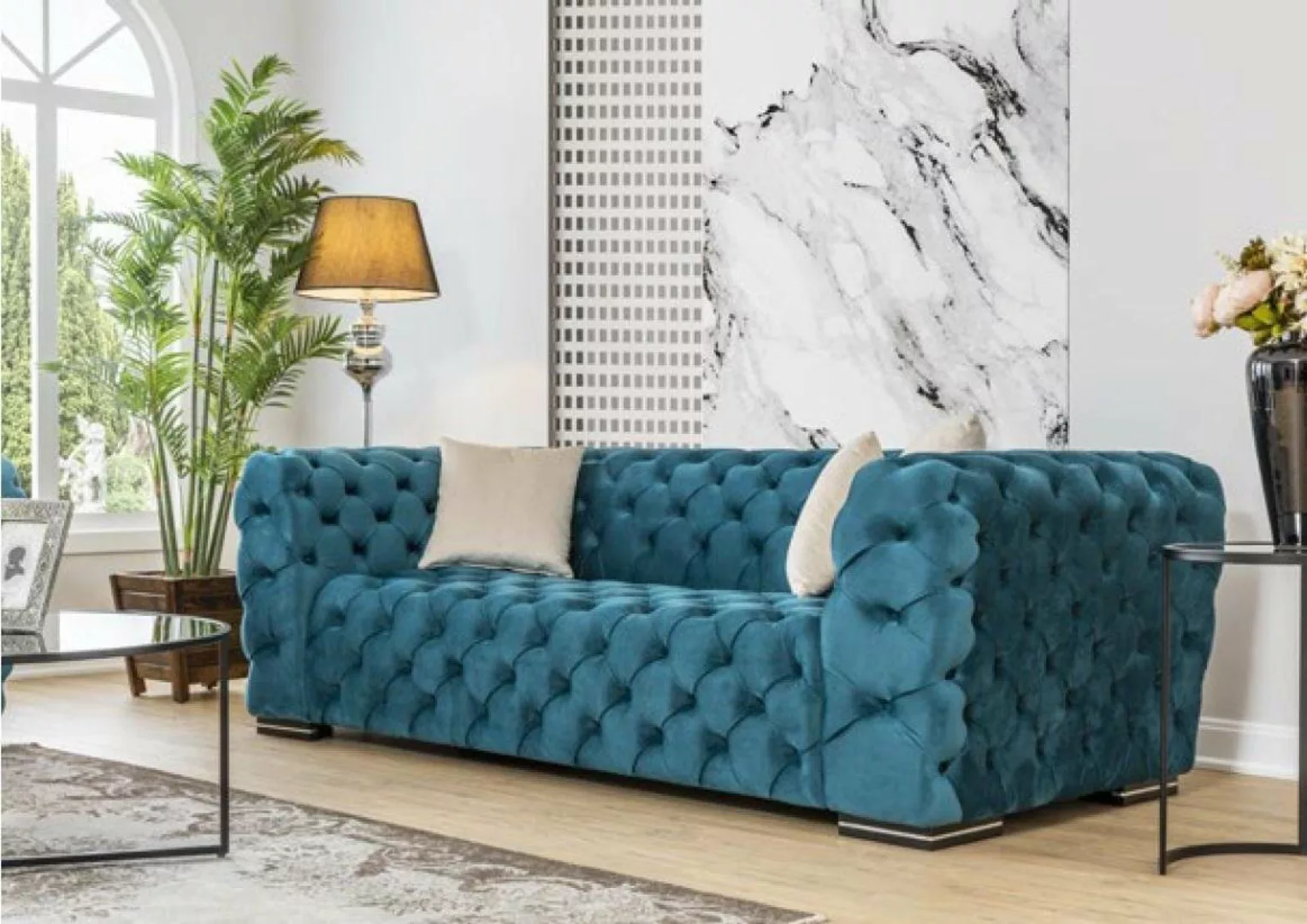 JVmoebel 4-Sitzer Chesterfield Sofa 4 Sitz Design Wohnzimmer Polster Holz P günstig online kaufen