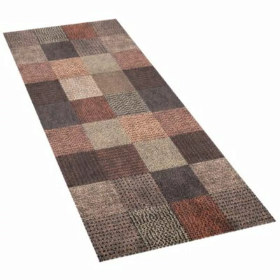 Pergamon Küchenläufer Teppich Trendy Karo Teppichläufer braun Gr. 45 x 145 günstig online kaufen