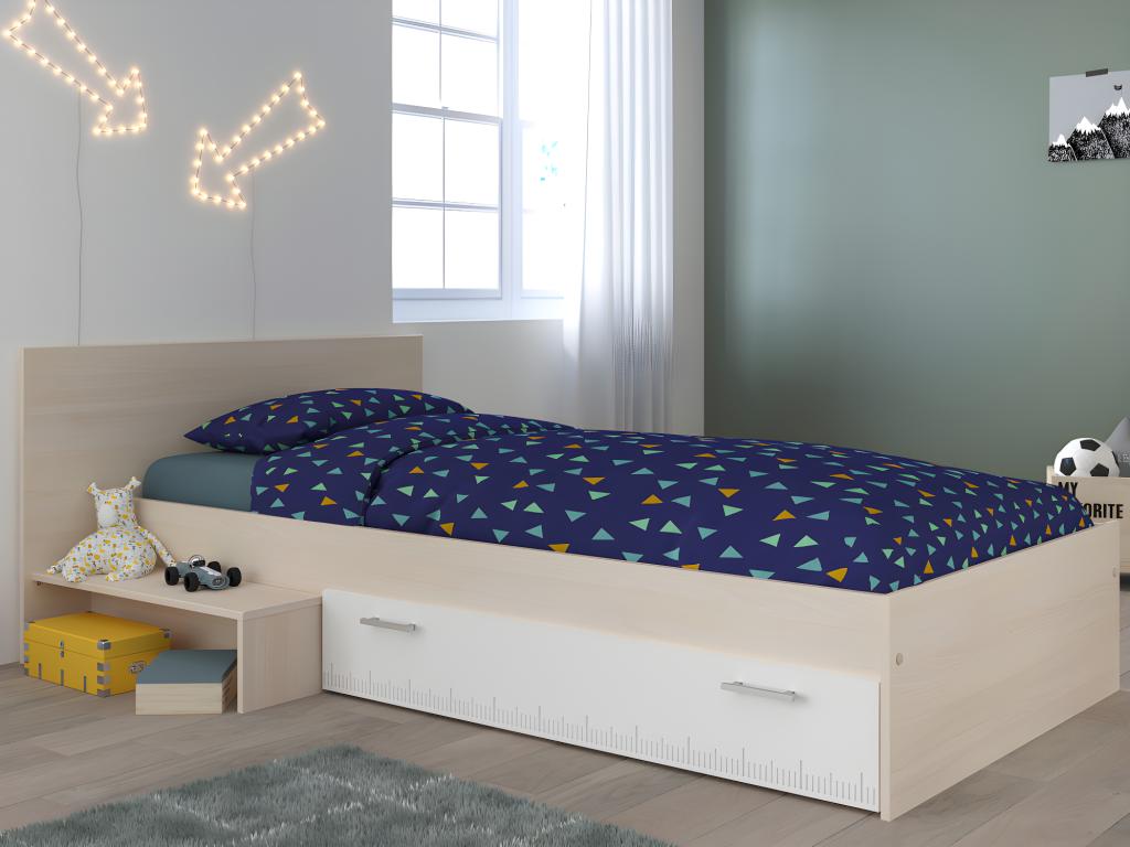 Kinderbett mit 1 Schublade + Lattenrost + Matratze - 90 x 190 cm - Naturfar günstig online kaufen