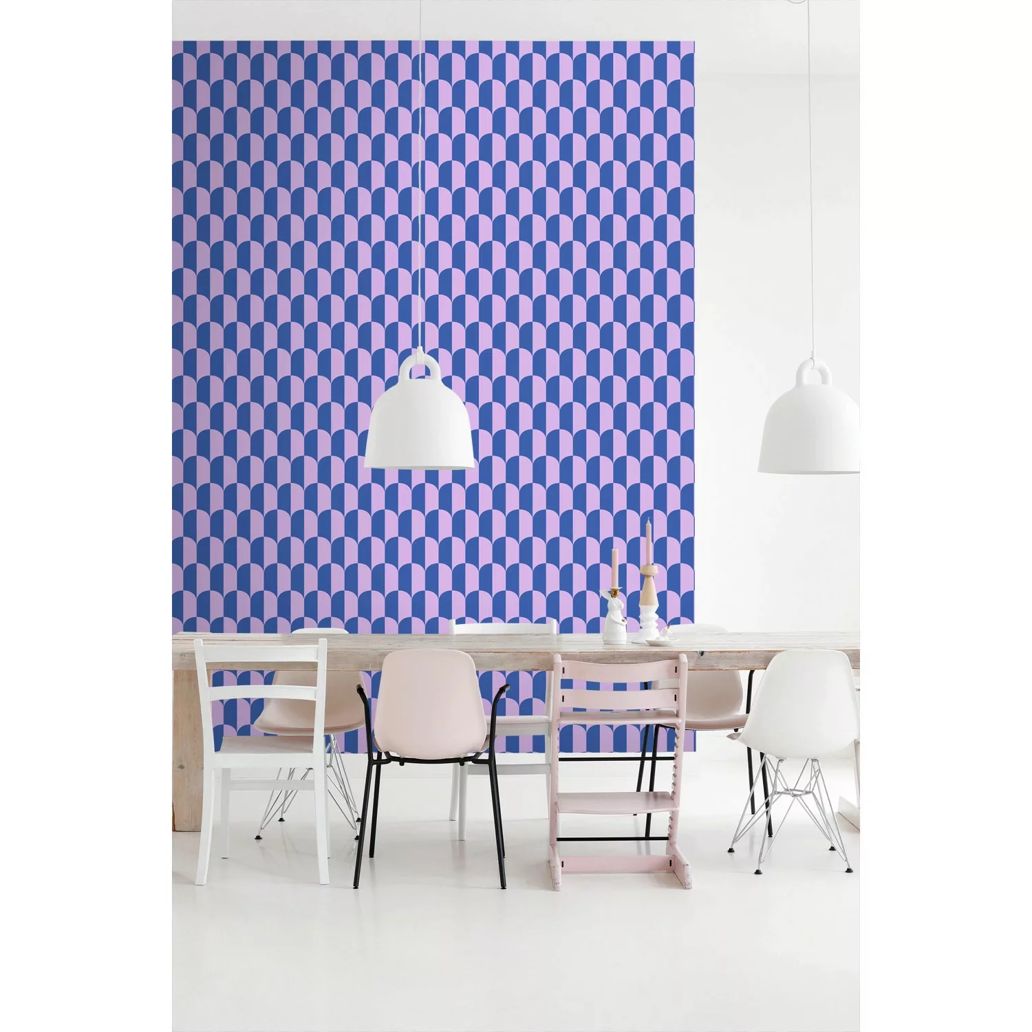 ESTAhome Tapete Art Decó Muster 7475 Violett und Königsblau 50 x 900 cm günstig online kaufen