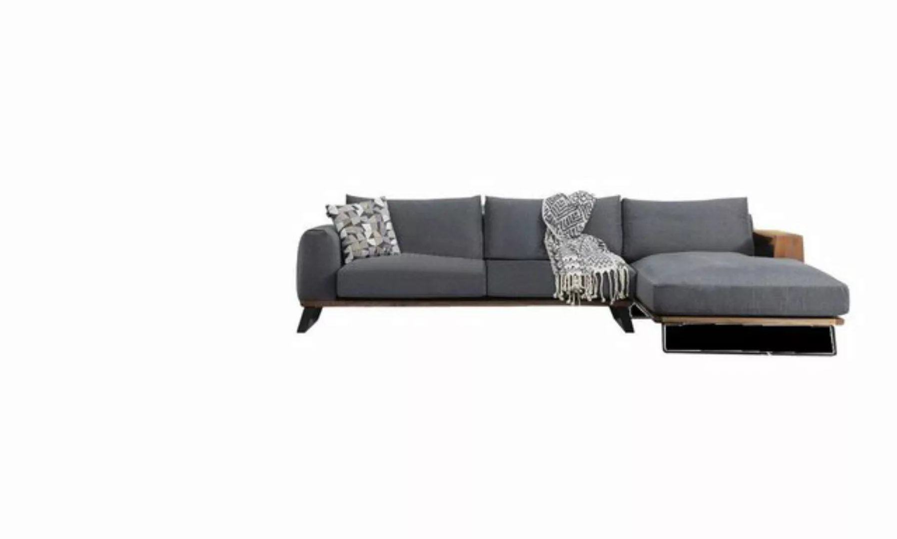 JVmoebel Ecksofa Wohnzimmer Ecksofa L-Form Sofagarnitur Stoff Grau Modern D günstig online kaufen