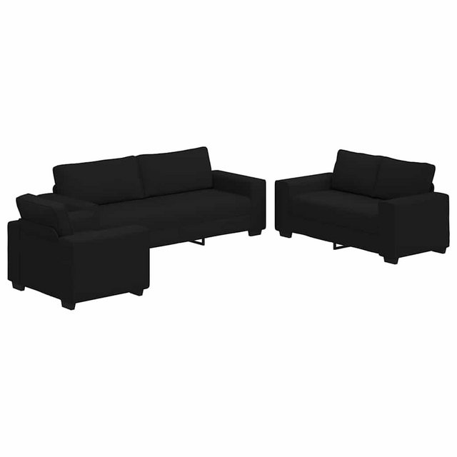 vidaXL Sofa 3-tlg. Sofagarnitur mit Kissen Schwarz Stoff günstig online kaufen