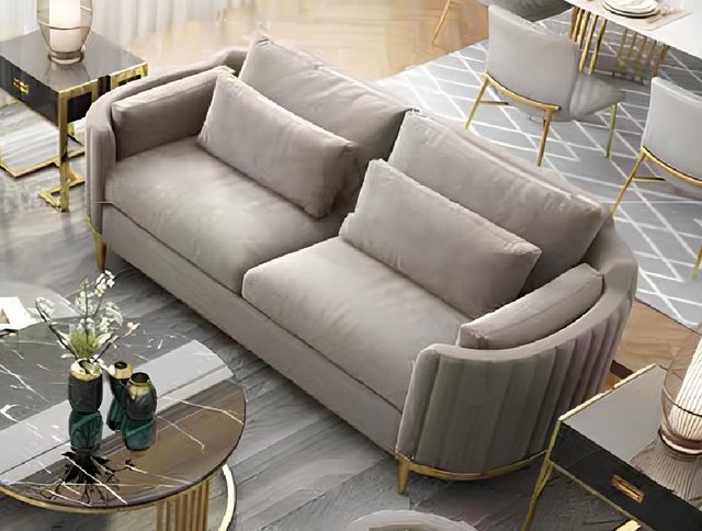 Xlmoebel Sofa Neue graue Chesterfield-Sitzgruppe mit drei Sitzplätzen im, H günstig online kaufen