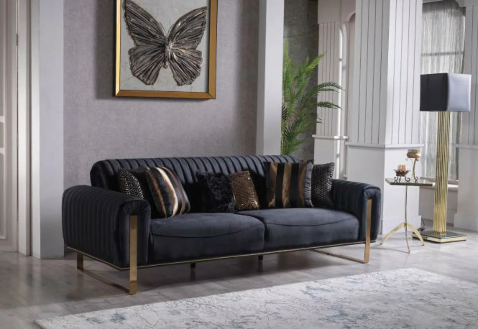 3-Sitzer Sofa SINGAPUR  Microfaser soft schwarz günstig online kaufen