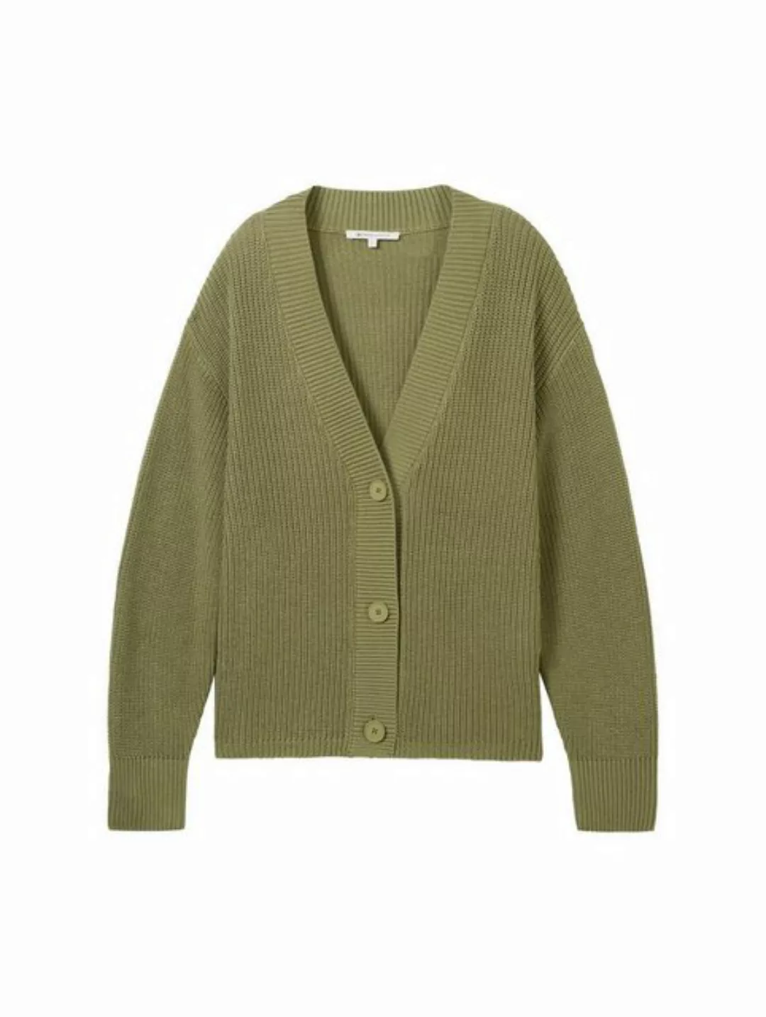 TOM TAILOR Denim Strickjacke v-neck cardigan, greyish green günstig online kaufen