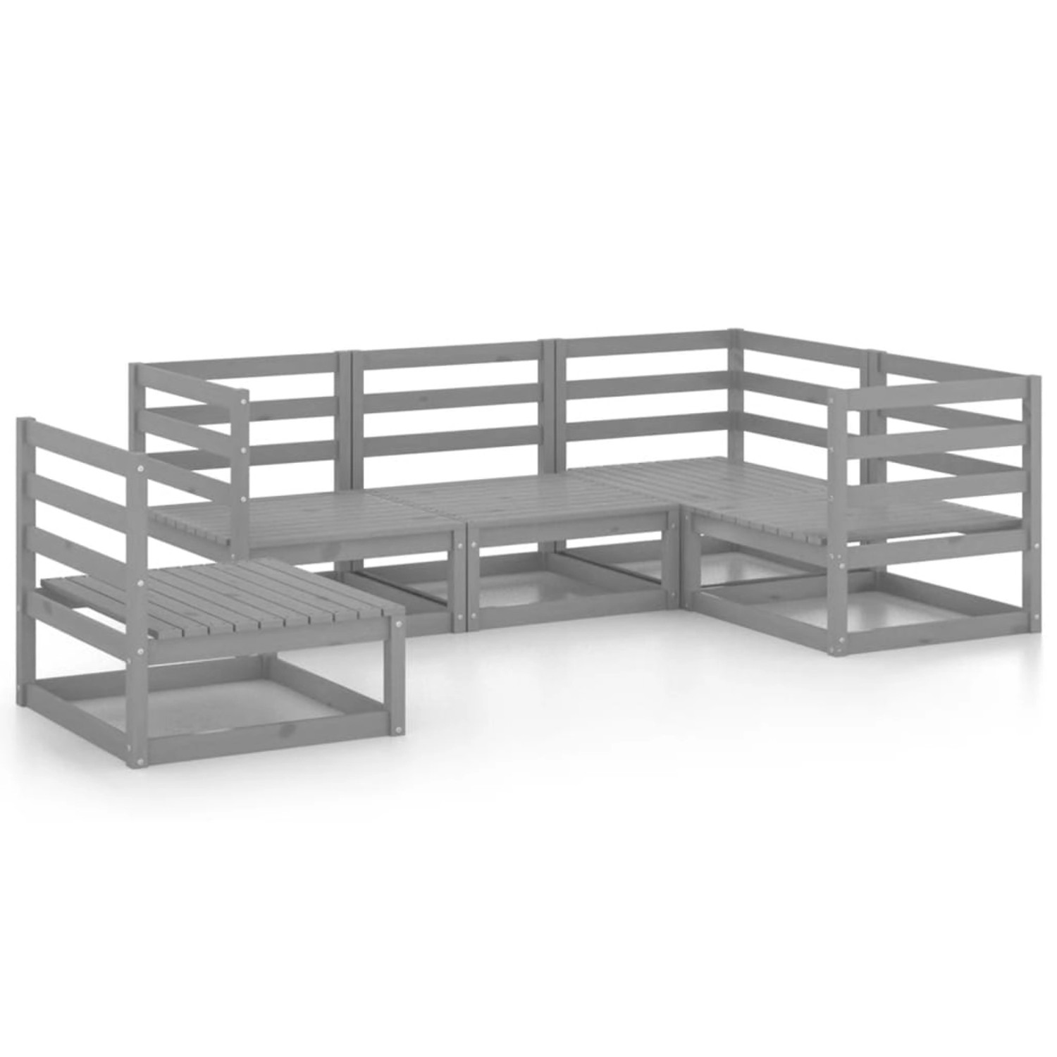 vidaXL 5-Tlg Garten-Lounge-Set Grau Massivholz Kiefer 3075576 günstig online kaufen