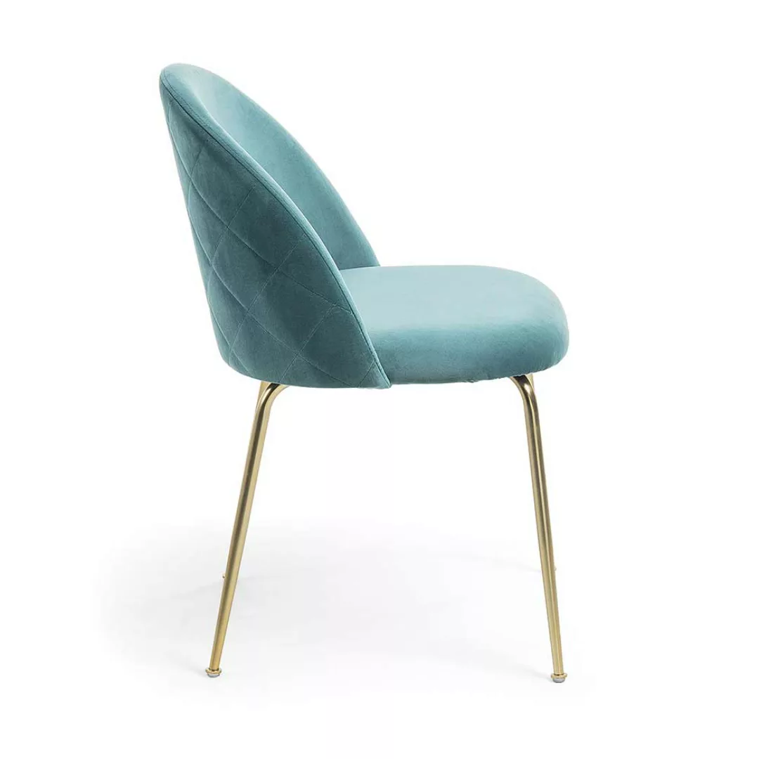 Esstisch Stühle in Türkis Samt Retro Design (4er Set) günstig online kaufen