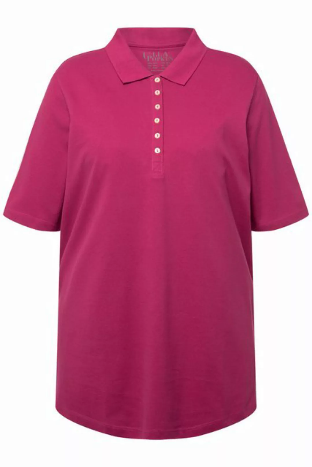 Ulla Popken Rundhalsshirt Poloshirt Piqué Polokragen Samt-Knopfleiste günstig online kaufen