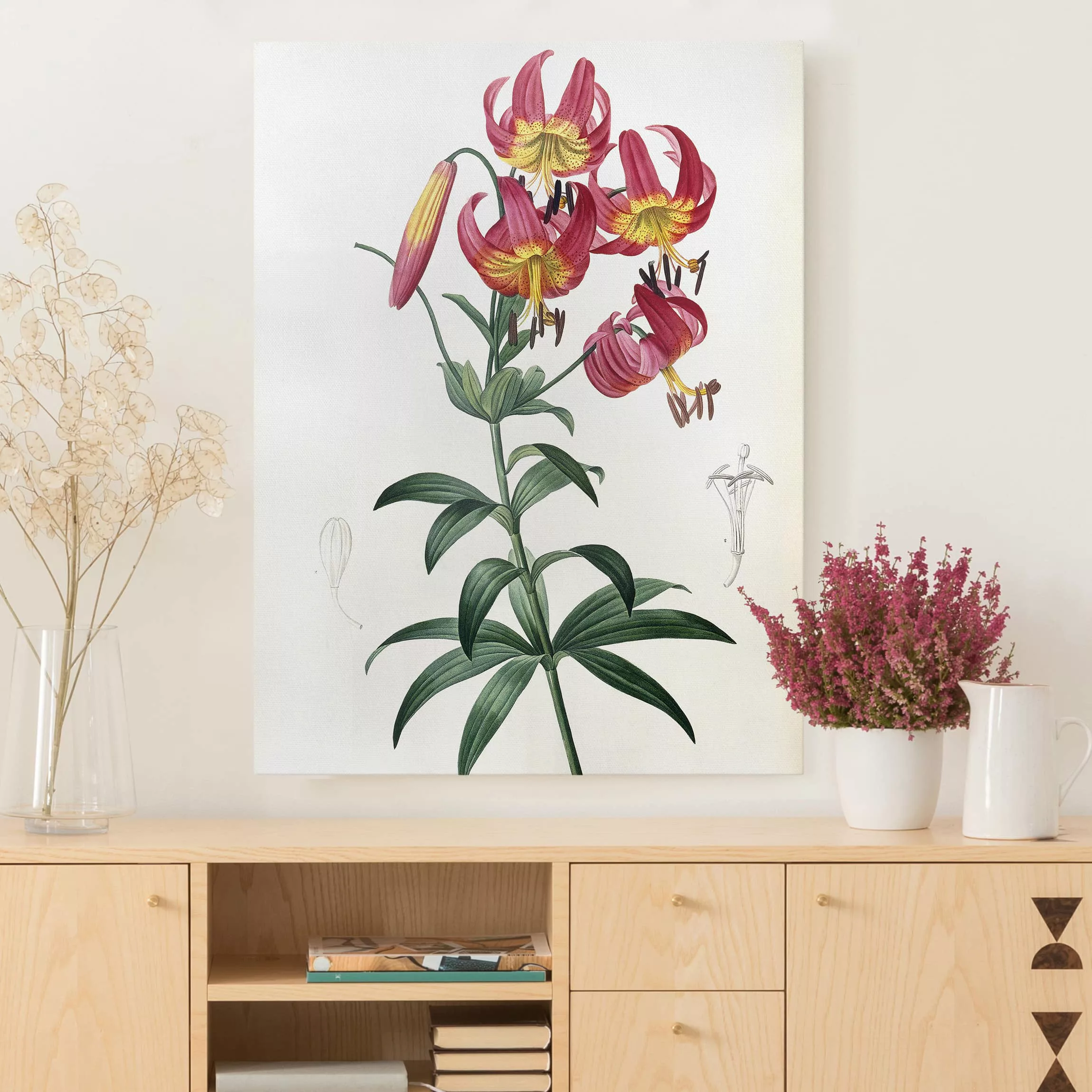 Leinwandbild Blumen - Hochformat Pierre Joseph Redouté - Türkenbundlilie günstig online kaufen