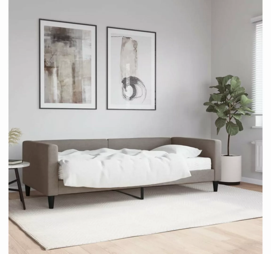 vidaXL Gästebett Gästebett Tagesbett mit Matratze Taupe 90x200 cm Stoff Bet günstig online kaufen