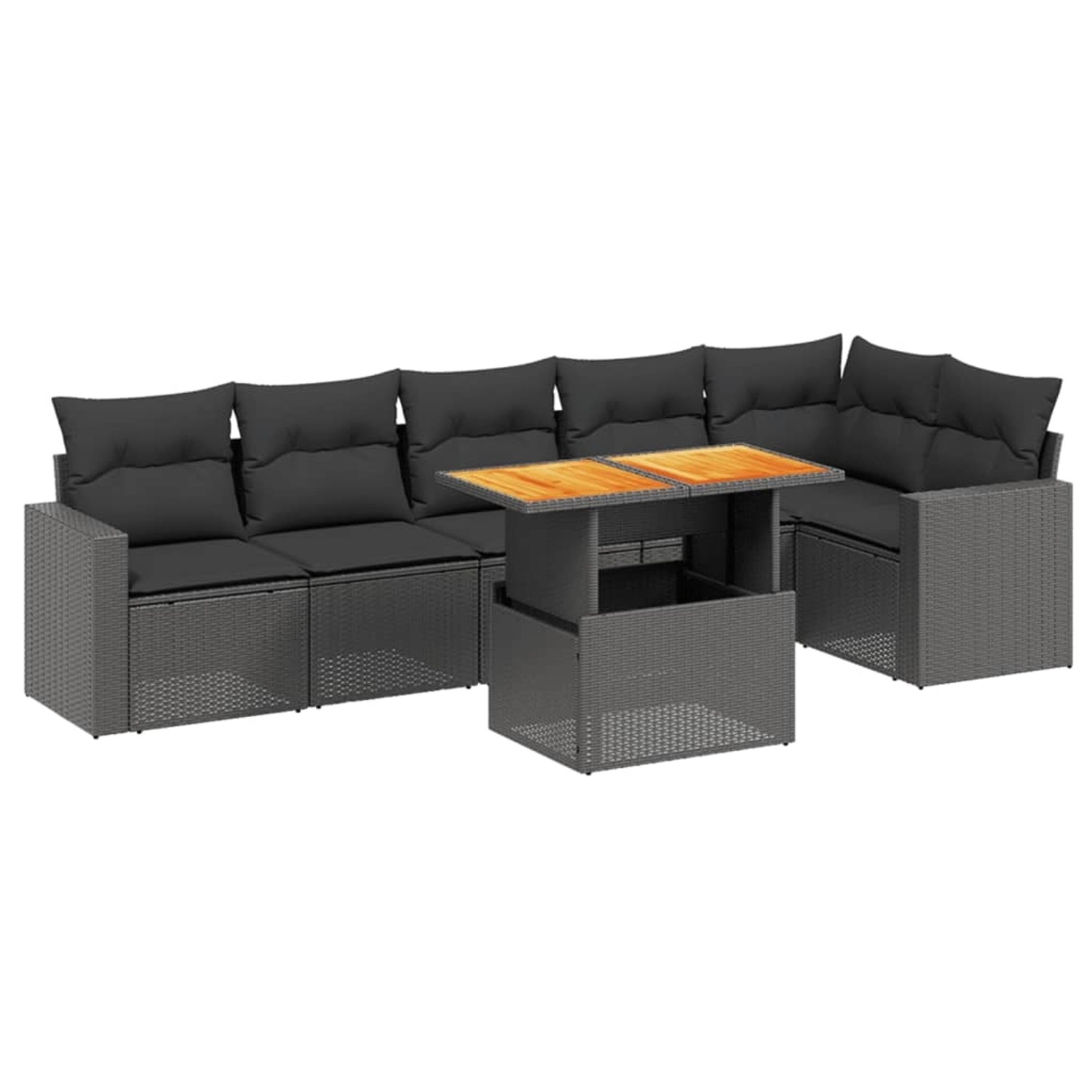 vidaXL 7-Tlg Garten-Sofagarnitur mit Kissen Schwarz Poly Rattan 3271321 günstig online kaufen