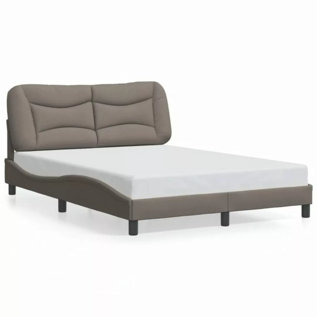 vidaXL Bettgestell, Bettrahmen mit Kopfteil Taupe 140x190 cm Stoff günstig online kaufen