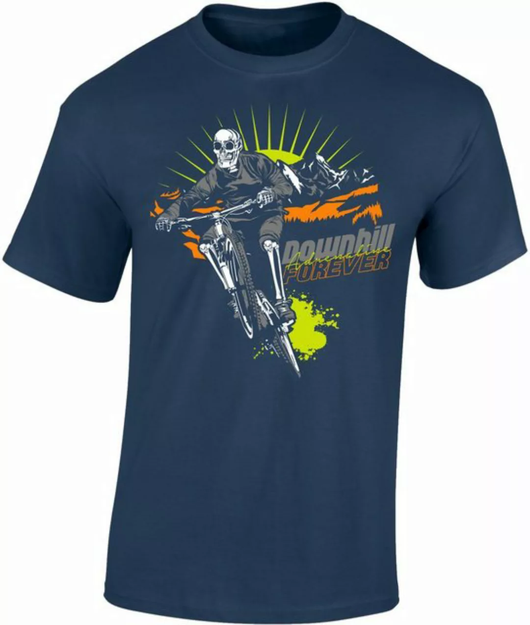 Baddery Print-Shirt Fahrrad T-Shirt : "Downhill Forever", hochwertiger Sieb günstig online kaufen