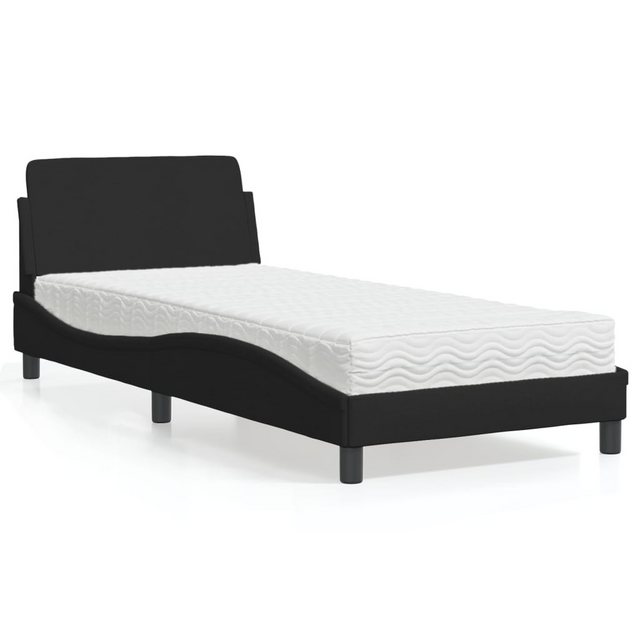 vidaXL Bettgestell Bett mit Matratze Schwarz 90x200 cm Stoff Bettgestell günstig online kaufen