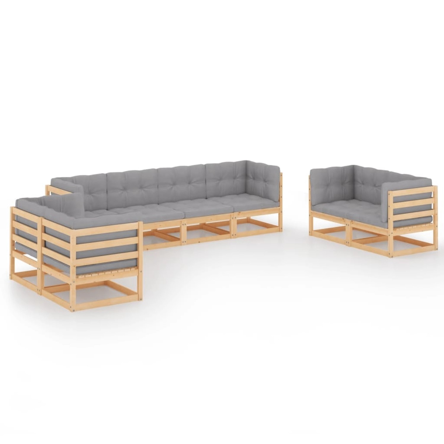 8-tlg. Garten-lounge-set Mit Kissen Kiefer Massivholz günstig online kaufen