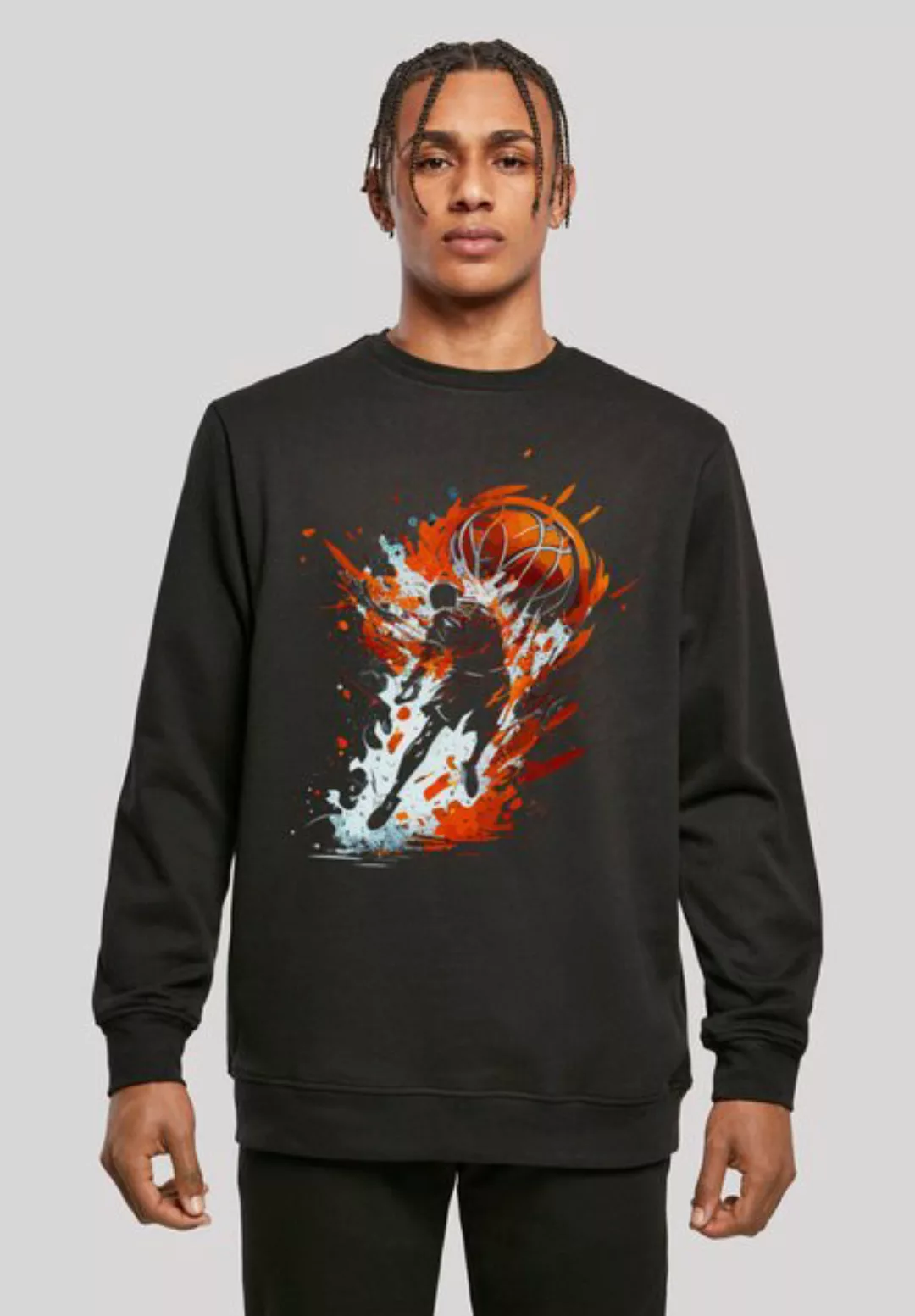 F4NT4STIC Kapuzenpullover "Basketball Splash Orange Sport CREW", Print günstig online kaufen