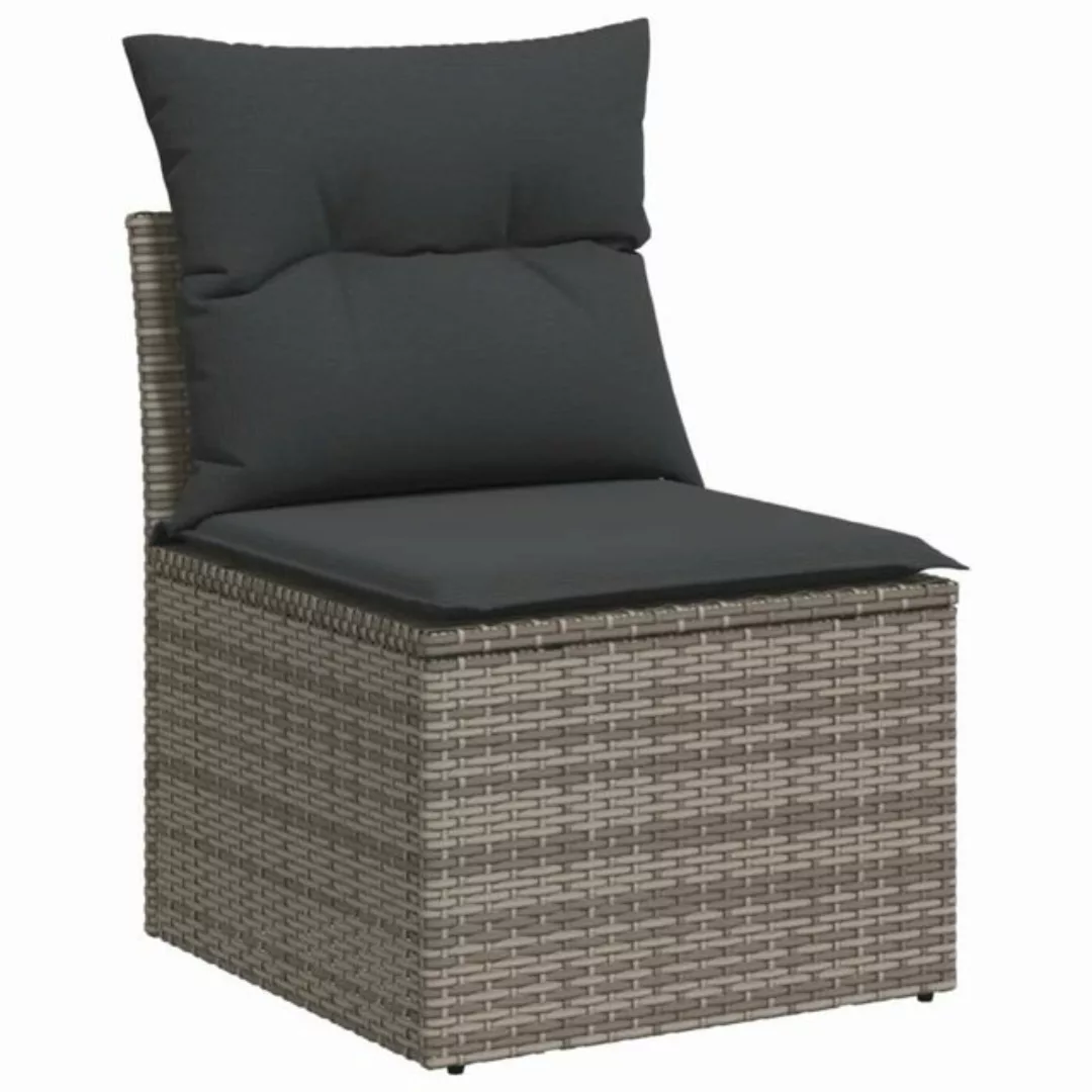 vidaXL Loungesofa Gartensofa ohne Armlehnen mit Kissen Grau Poly Rattan, 1 günstig online kaufen