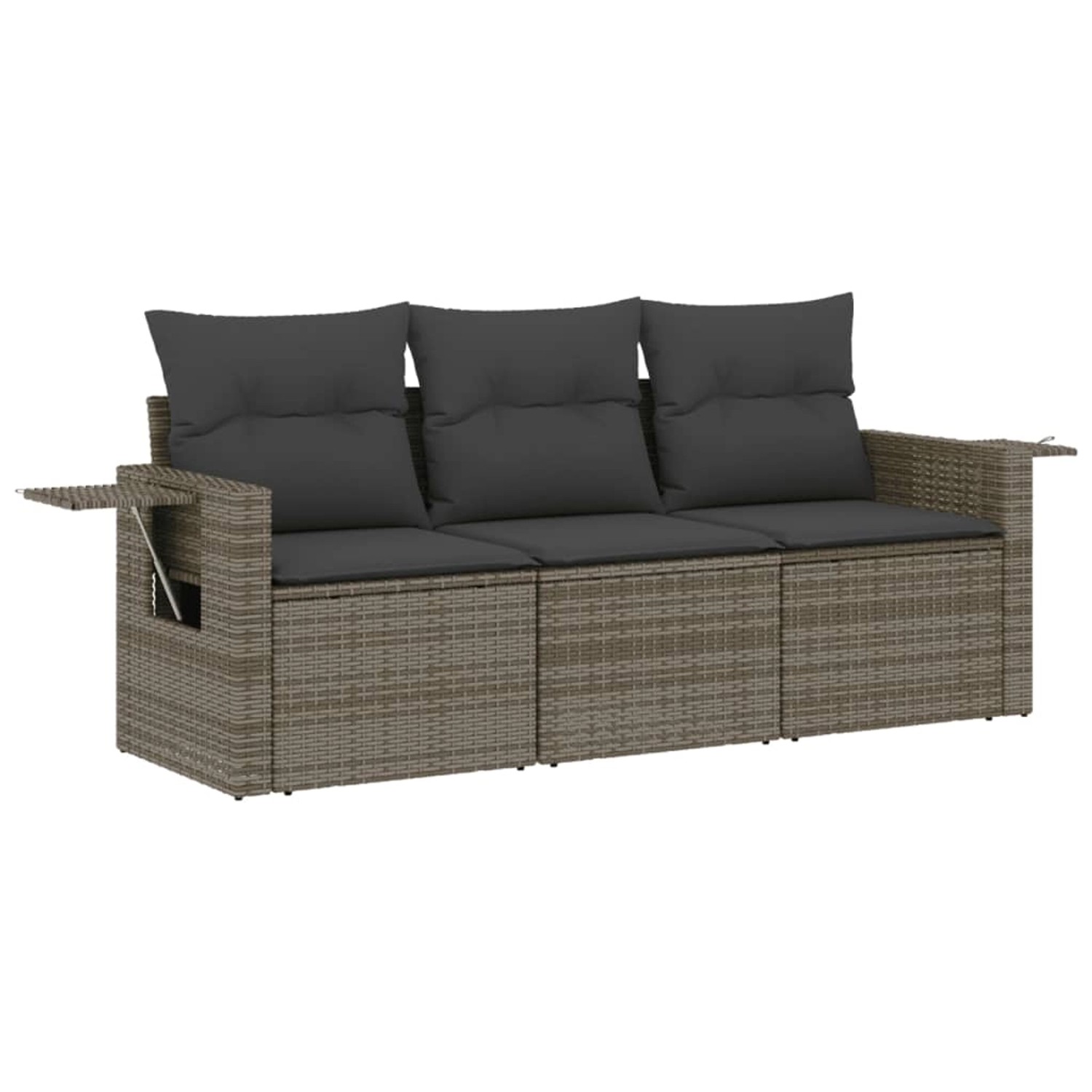 vidaXL 3-tlg Garten-Sofagarnitur mit Kissen Grau Poly Rattan Modell 11 günstig online kaufen