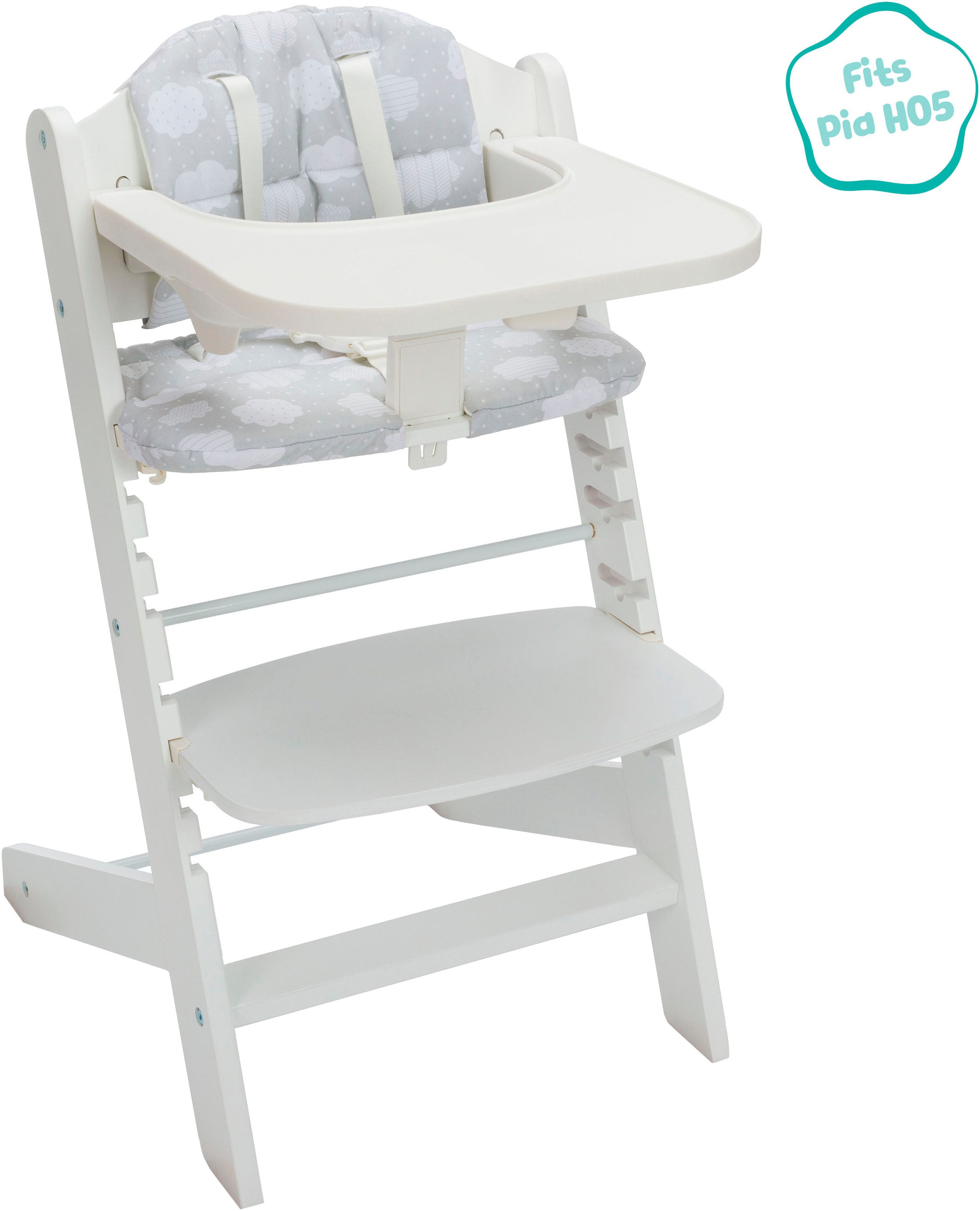 Fillikid Kinder-Sitzauflage "Wolke grau", für Hochstuhl Pia günstig online kaufen