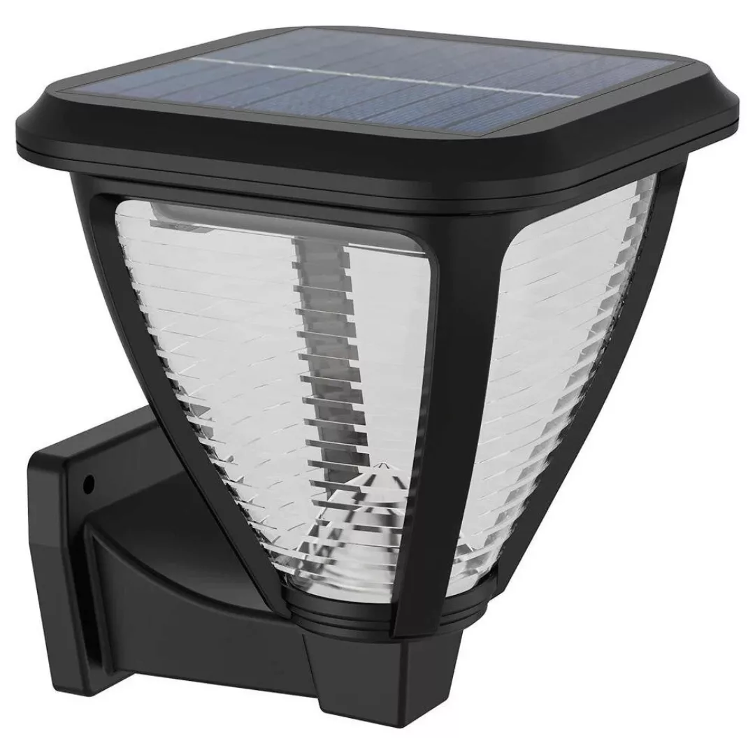 LED Solar Wandleuchte Vapora in Schwarz und Transparent 1,5W 200lm IP44 mit günstig online kaufen