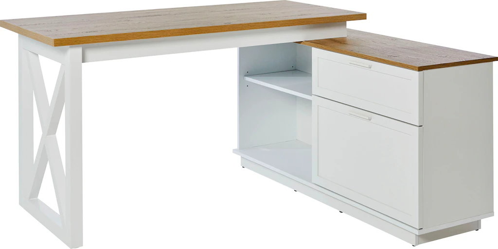 Jahnke Eckschreibtisch "CHALET D 155 E", (1 St.), im Landhausstil, wechsels günstig online kaufen
