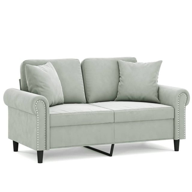 vidaXL Sofa, 2-Sitzer-Sofa mit Zierkissen Hellgrau 120 cm Samt günstig online kaufen