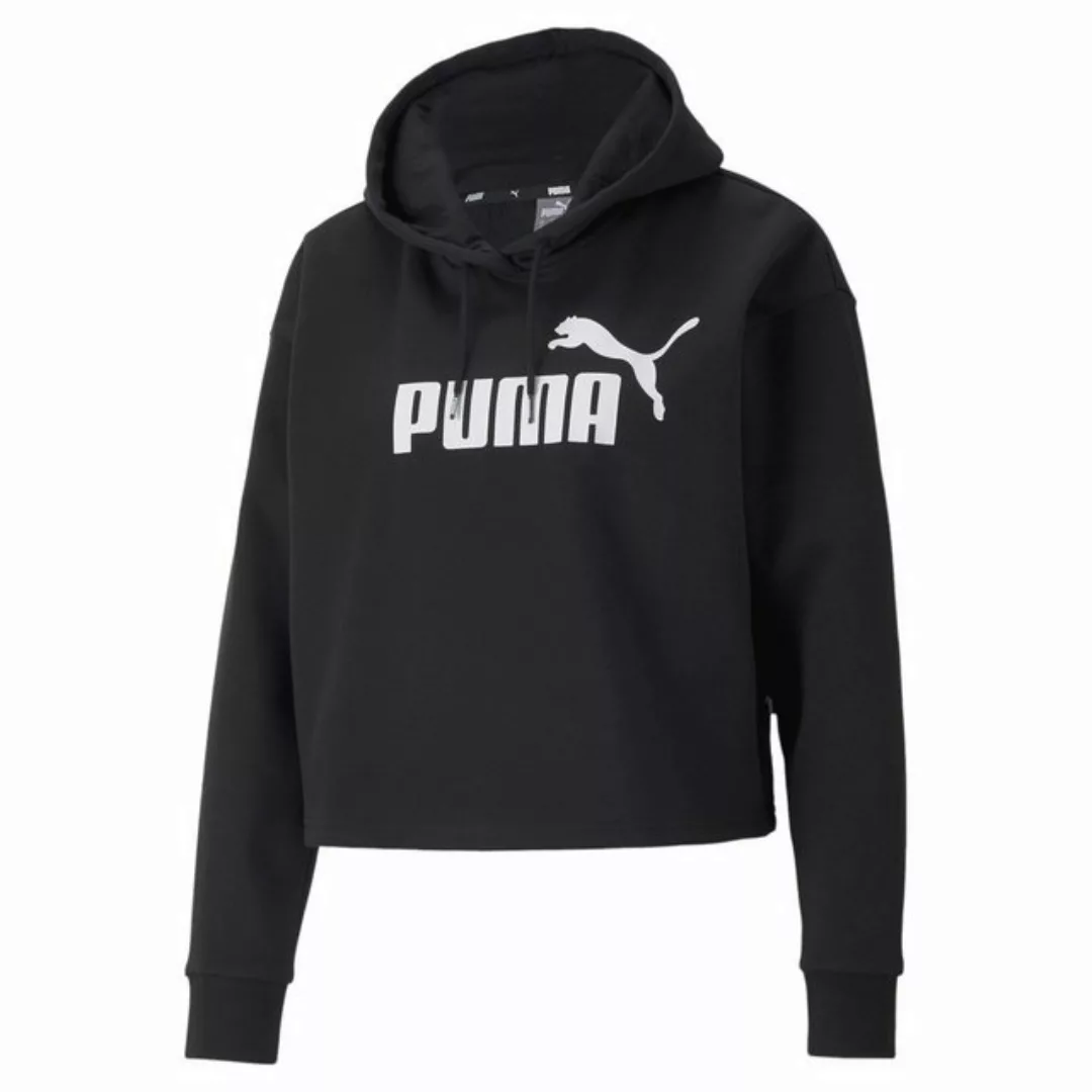 Puma – Essentials – Kurz geschnittener Kapuzenpullover in Schwarz mit Logo günstig online kaufen
