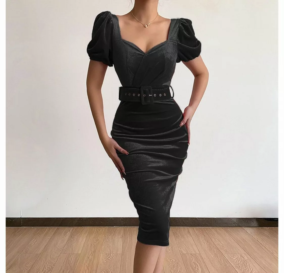 RUZU UG Dirndl Maxikleid Kleid mit Taille,Sexy Puffärmeln und Hüftrock günstig online kaufen