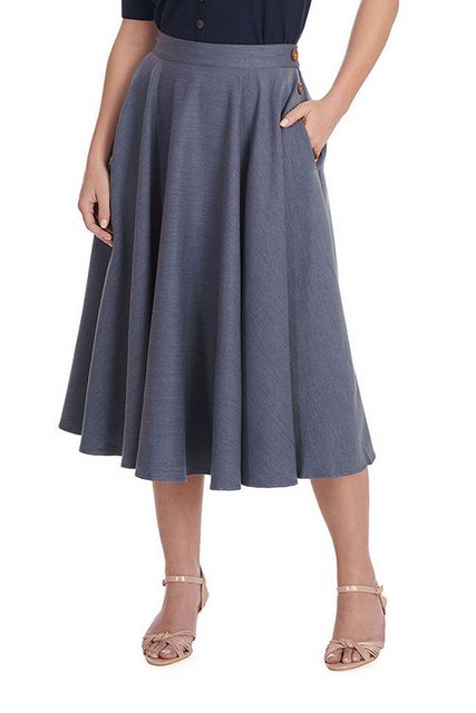 Banned A-Linien-Rock Polly May Swing Skirt Grau-Blau Vintage A-Linie Rock günstig online kaufen