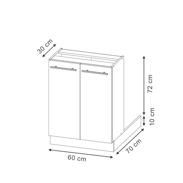 Vicco Unterschrank Fame-Line, Dunkelblau Hochglanz/Anthrazit, 60 cm ohne Ar günstig online kaufen